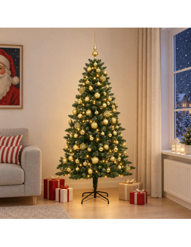 Albero di Natale Artificiale con Palline 180 cm 300 LED
