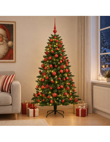 Albero di Natale Artificiale con Palline 180 cm 300 LED