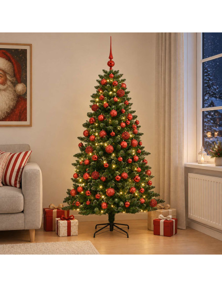 Albero di Natale Artificiale con Palline 180 cm 300 LED