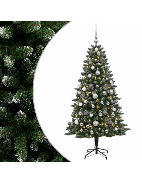Albero di Natale Artificiale con Palline 180 cm 300 LED