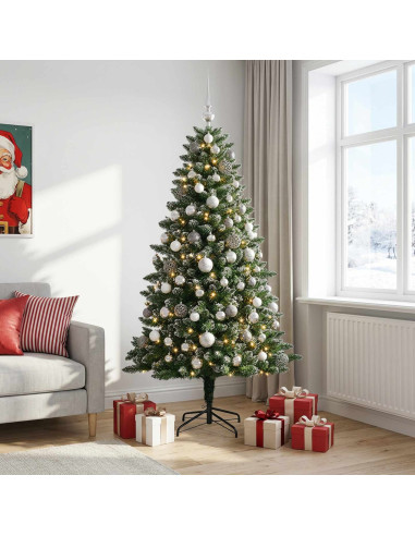 Albero di Natale Artificiale con Palline 180 cm 300 LED