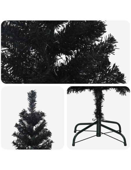 Albero di Natale Artificiale Sottile 240 cm PVC e Acciaio Nero