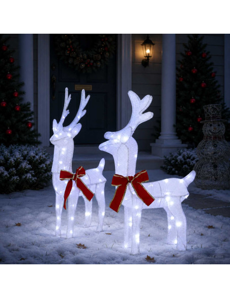 Renna di Natale 3D LOVIISA 2 pz 80 LED Bianco freddo