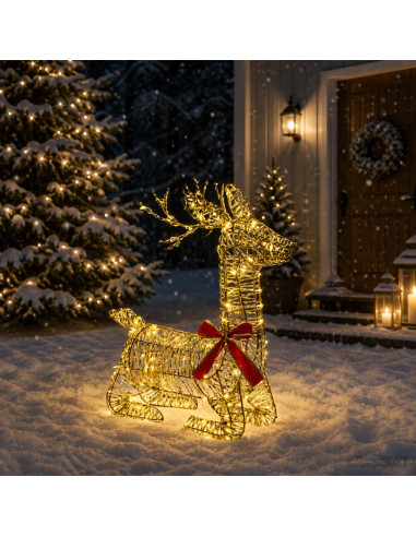 Renna di Natale 3D LOVIISA 140 LED Bianco caldo 55 x 22 x 63 cm