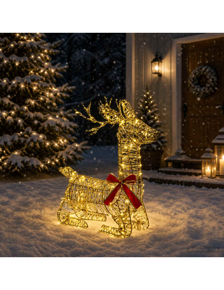 Renna di Natale 3D LOVIISA 140 LED Bianco caldo 55 x 22 x 63 cm
