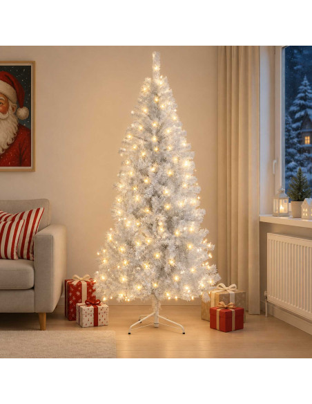 Albero di Natale Artificiale con Rami Pieghevoli 180 cm 300 LED