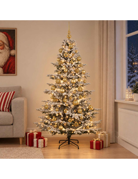 Albero di Natale artificiale con palline 240 cm 300 LED