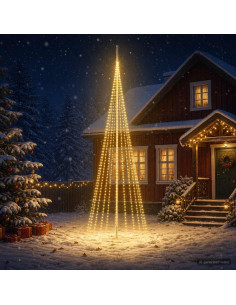 Luci per albero di Natale con picchetti e asta per bandiera