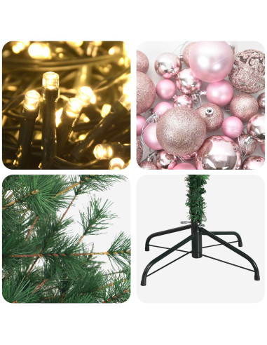 Albero di Natale artificiale con palline 240 cm 300 LED