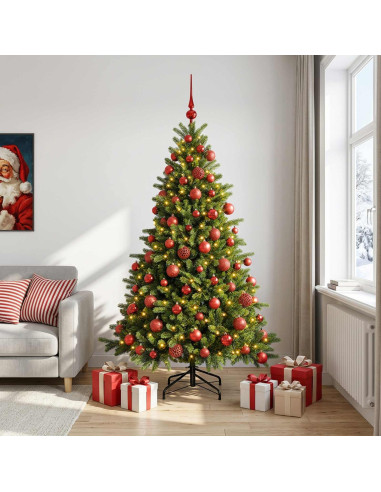 Albero di Natale artificiale con palline 240 cm 300 LED