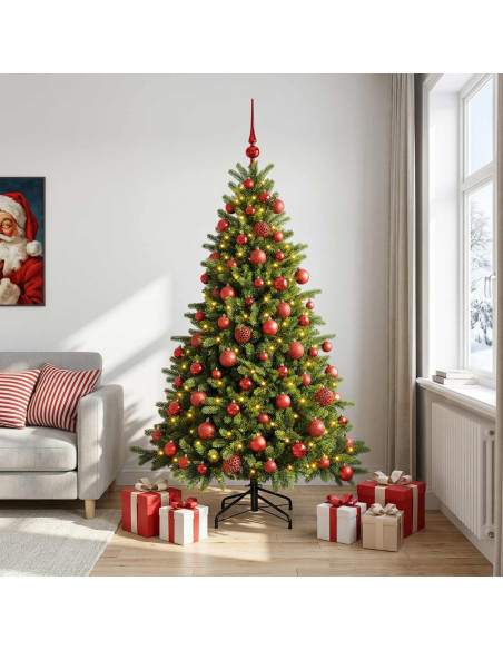 Albero di Natale artificiale con palline 240 cm 300 LED