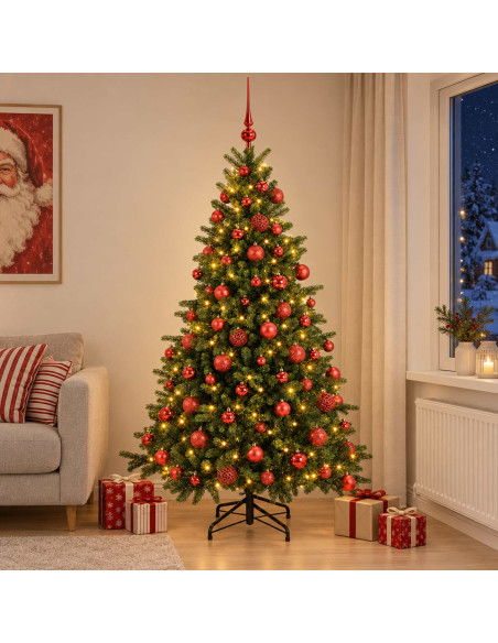 Albero di Natale artificiale con palline 240 cm 300 LED