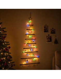 Albero di Natale appeso con palle 120 cm 50 LED Multicolore