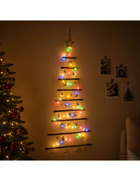 Albero di Natale appeso con palle 120 cm 50 LED Multicolore