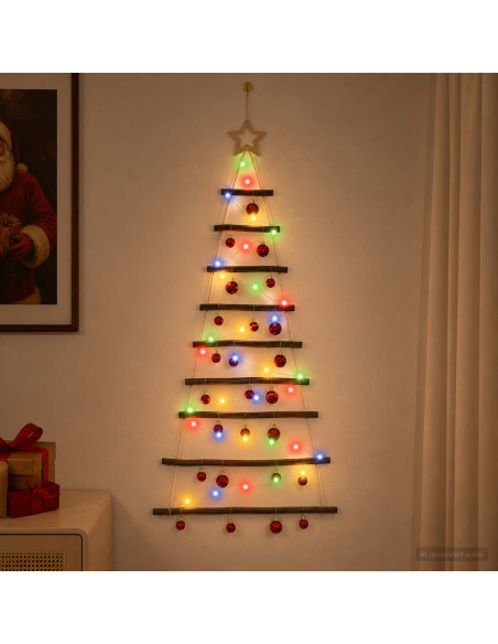 Albero di Natale appeso con palle 120 cm 50 LED Multicolore