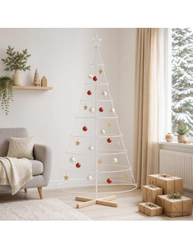 Albero a Cono di Natale KUOPIO 210 cm Acciaio Bianco