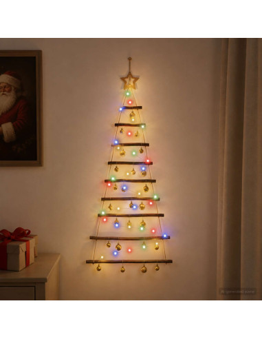 Albero di Natale appeso con palle 120 cm 50 LED Multicolore