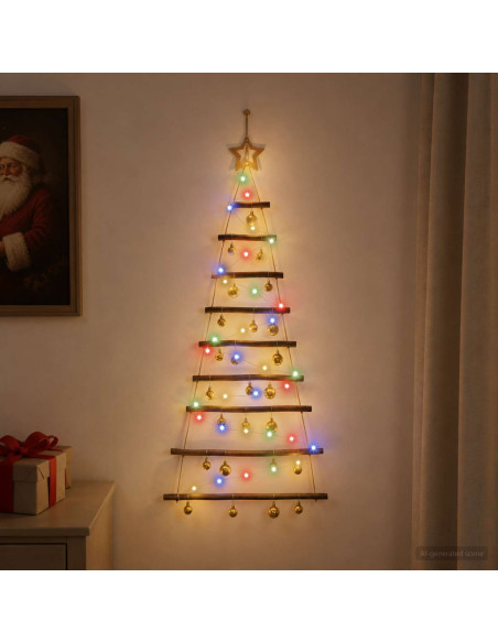 Albero di Natale appeso con palle 120 cm 50 LED Multicolore