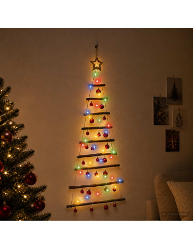 Albero di Natale appeso con palle 120 cm 50 LED Multicolore