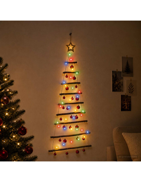 Albero di Natale appeso con palle 120 cm 50 LED Multicolore