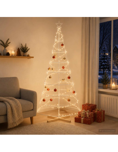 Albero a Cono di Natale KUOPIO 210 cm Acciaio Bianco