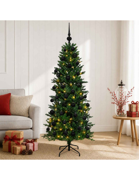 Albero di Natale artificiale con palline 150 cm 150 LED