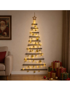 Albero di Natale appeso con palle 150 cm 80 LED Bianco caldo