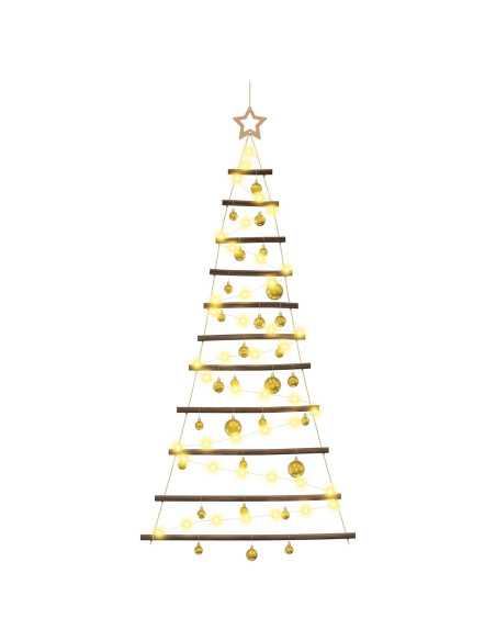 Albero di Natale appeso con palle 150 cm 80 LED Bianco caldo
