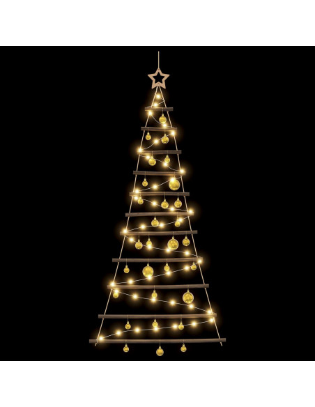 Albero di Natale appeso con palle 150 cm 80 LED Bianco caldo
