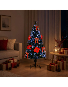 Albero di Natale in fibra ottica 120 cm 12 LED Multicolore PVC
