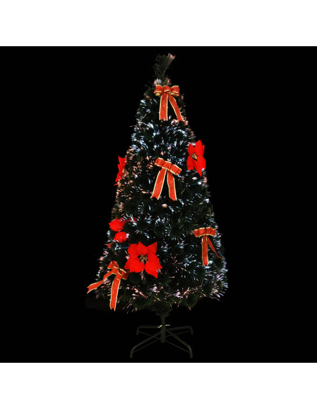 Albero di Natale in fibra ottica 120 cm 12 LED Multicolore PVC