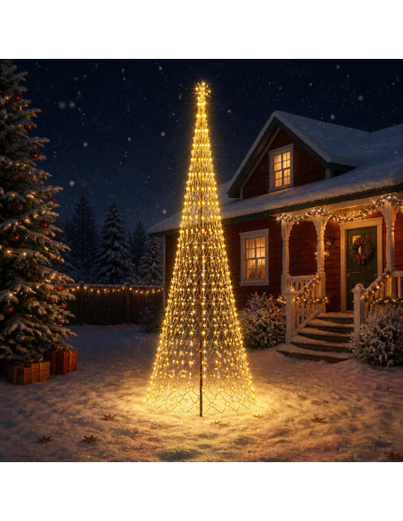 Albero di Natale LED 400 cm 450 LED Bianco caldo Ferro Nero