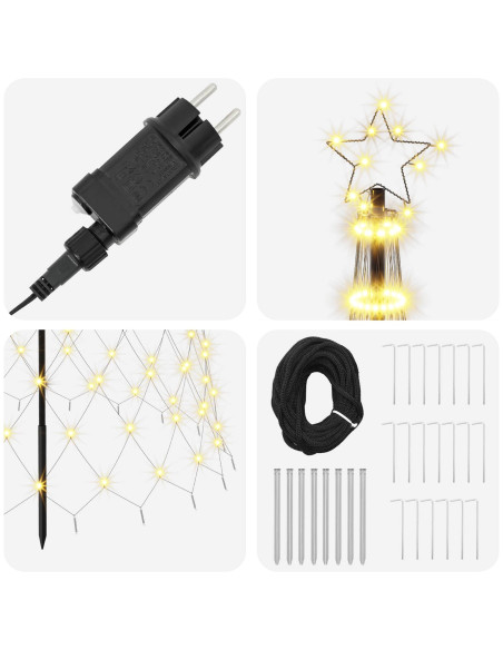 Albero di Natale LED 400 cm 450 LED Bianco caldo Ferro Nero