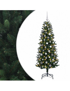 Albero di Natale artificiale con rami snodati e palline 180 cm