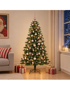 Albero di Natale Artificiale con Palline 180 cm 300 LED