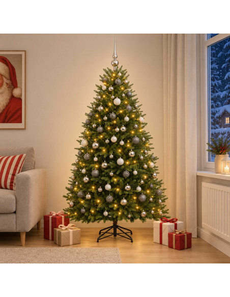 Albero di Natale Artificiale con Palline 210 cm 300 LED