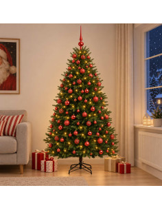 Albero di Natale Artificiale con Palline 180 cm 300 LED