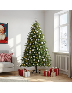 Albero di Natale Artificiale con Palline 180 cm 300 LED