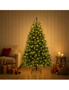 Albero di Natale Artificiale con Rami Pieghevoli 210 cm 300 LED
