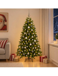 Albero di Natale Artificiale con Palline 180 cm 300 LED