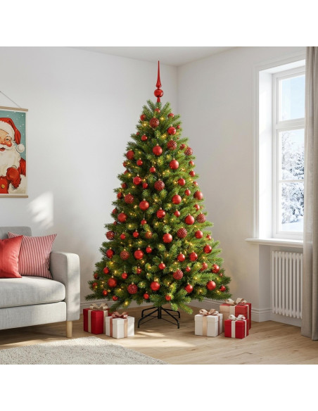 Albero di Natale Artificiale con Palline 180 cm 300 LED