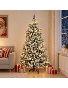 Albero di Natale Artificiale con Palline 210 cm 300 LED