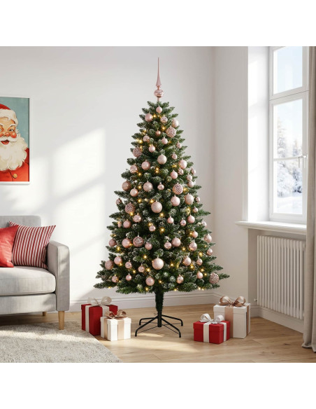 Albero di Natale Artificiale con Palline 180 cm 300 LED
