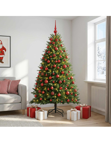 Albero di Natale Artificiale con Palline 210 cm 300 LED