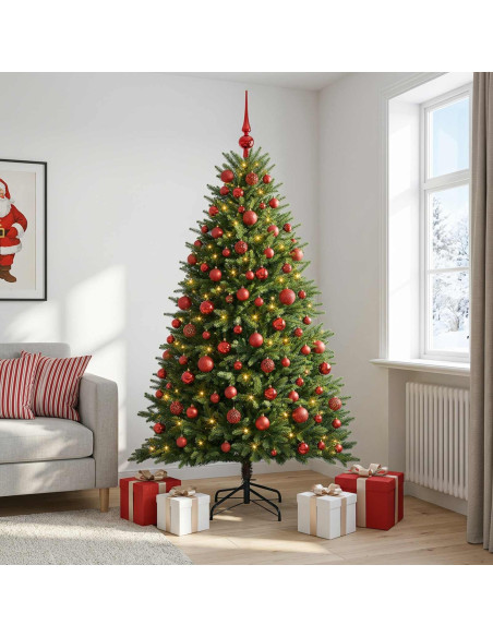 Albero di Natale Artificiale con Palline 210 cm 300 LED