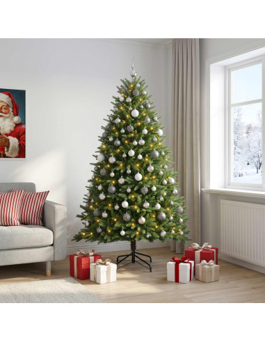 Albero di Natale Artificiale con Palline 210 cm 300 LED