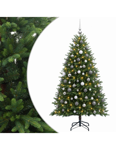 Albero di Natale Artificiale con Palline 180 cm 300 LED