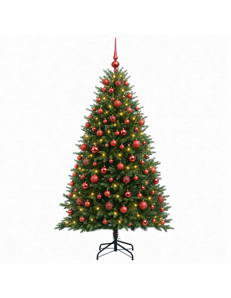 Albero di Natale Artificiale con Palline 180 cm 300 LED