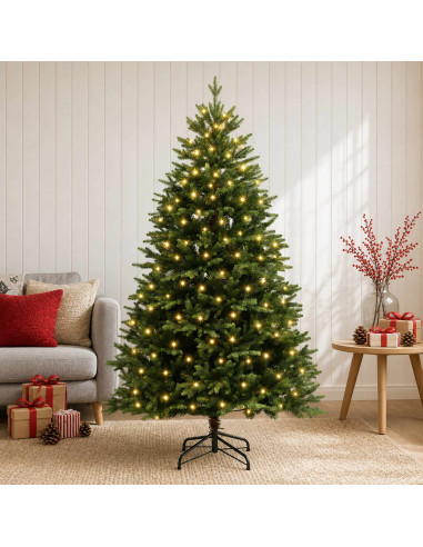 Albero di Natale Artificiale con Rami Pieghevoli 210 cm 300 LED
