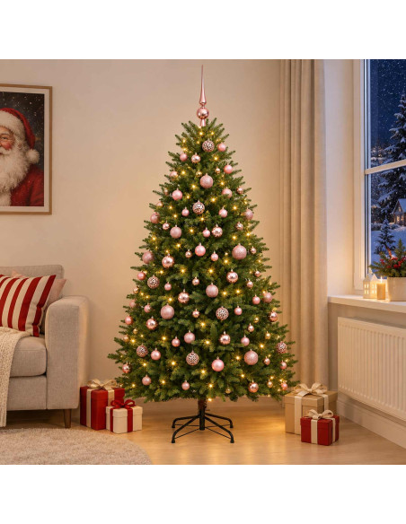 Albero di Natale Artificiale con Palline 210 cm 300 LED